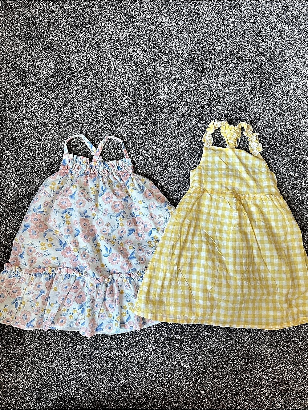 Girls Floral & Gingham Sundress Set Like New